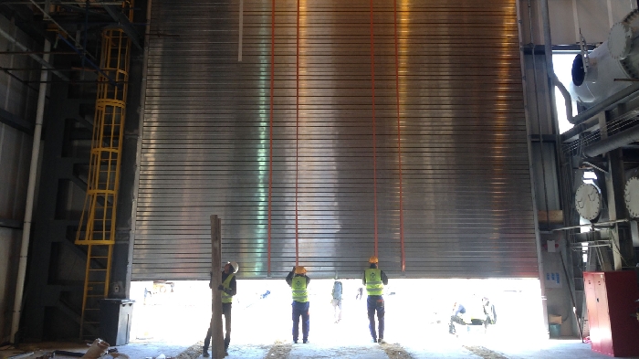 Insulated roller shutters electrically operated, power plant in Egypt desert