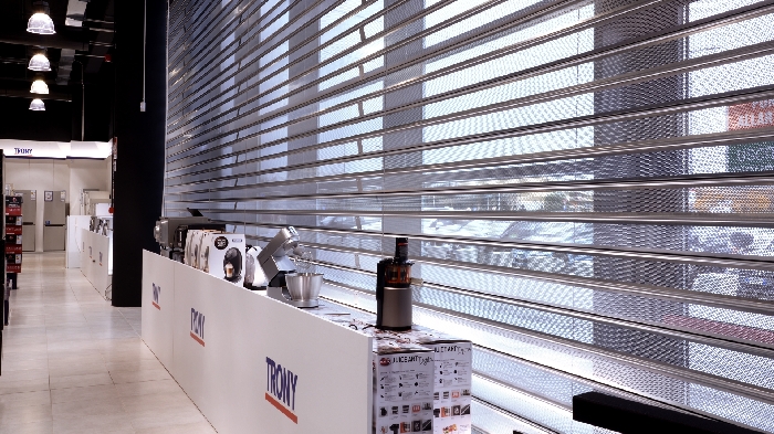 Shutter for electrical household and electronic components shop