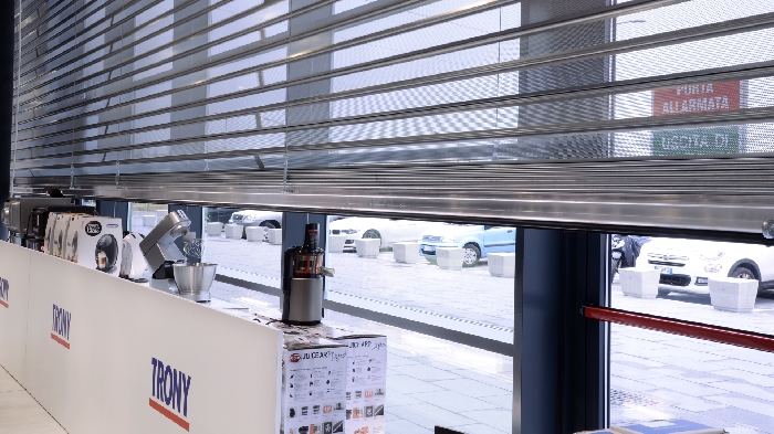 Shutter for electrical household and electronic components shop