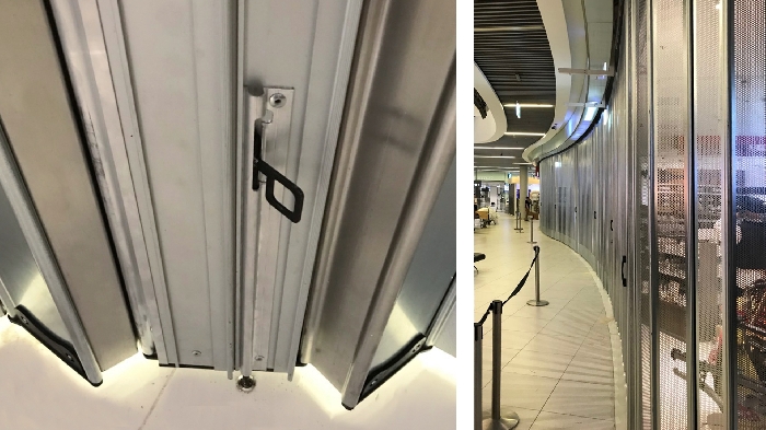 Protector sliding folding shutter FoldingPACK&reg; for BUD Budapest airport