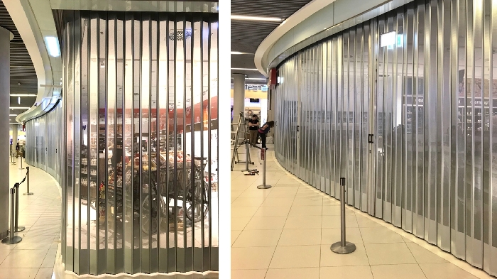 Protector sliding folding shutter FoldingPACK&reg; for BUD Budapest airport