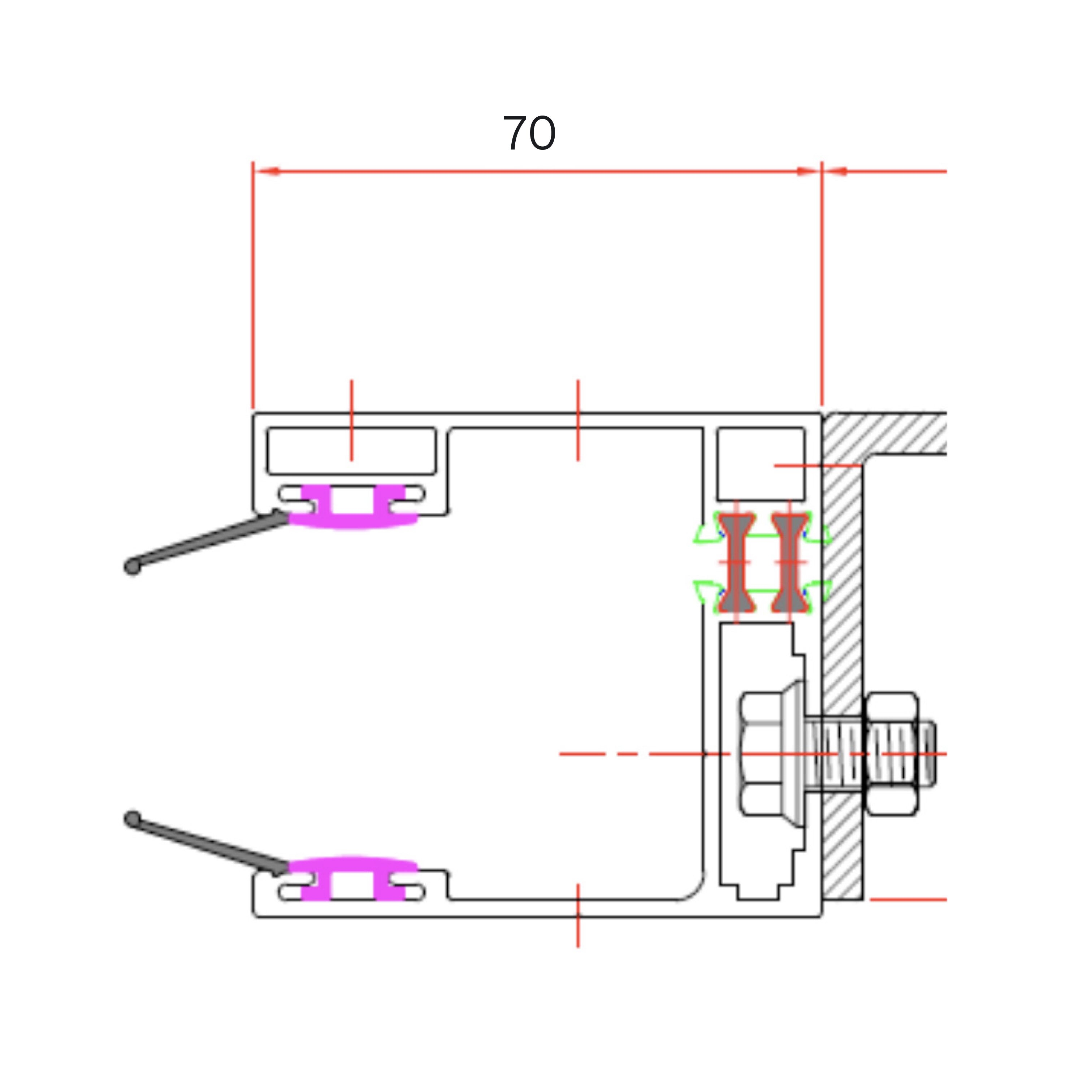 TT90 extruded aluminum rail